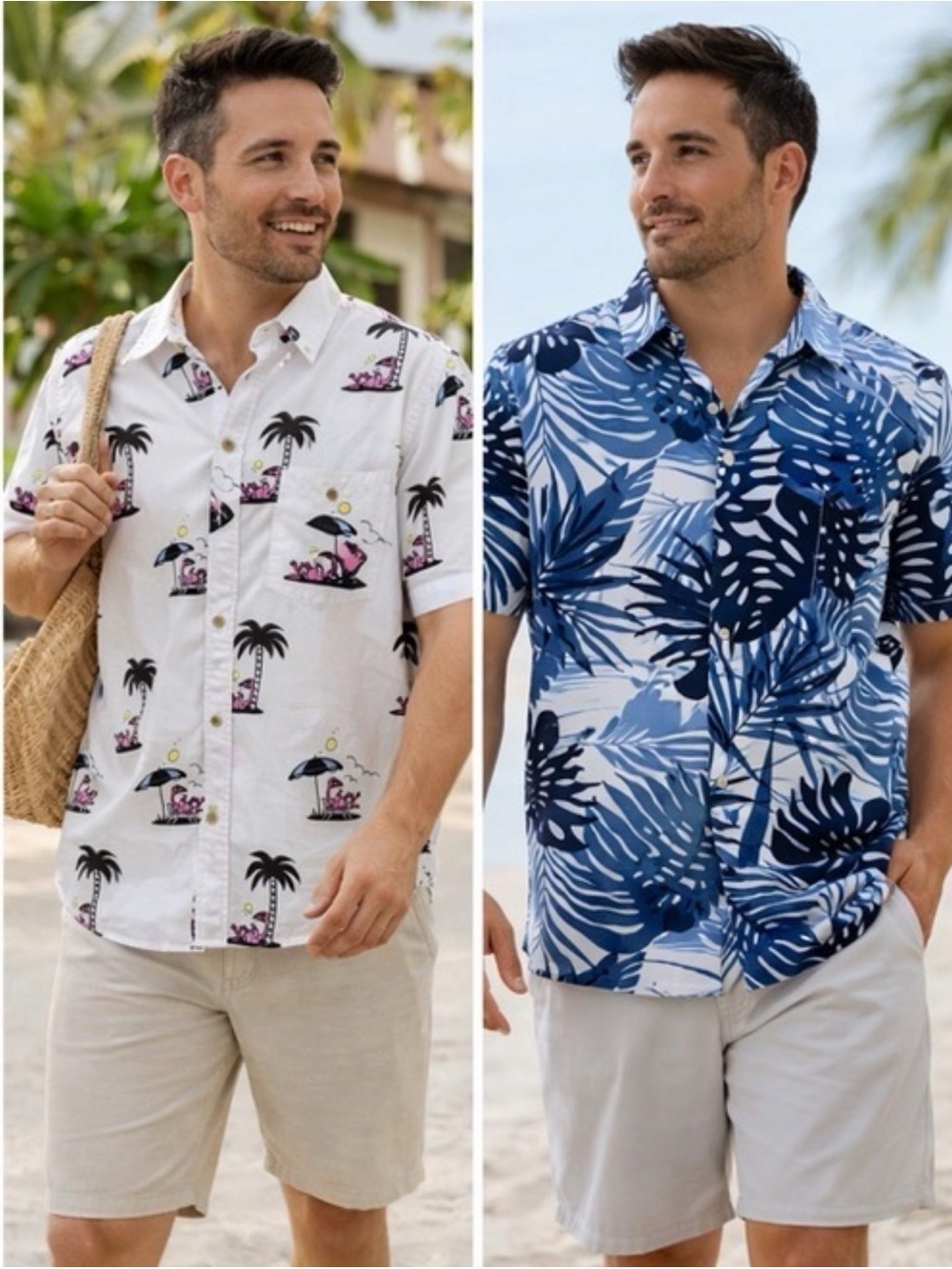 2 Men’s 100% Cotton Button Up Shirt XXL Bundle Flamingos Palm Trees VSTR NWT